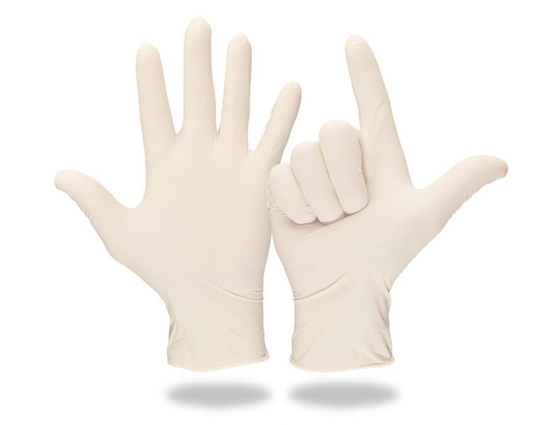 Disposable latex gloves, lightly powdered
