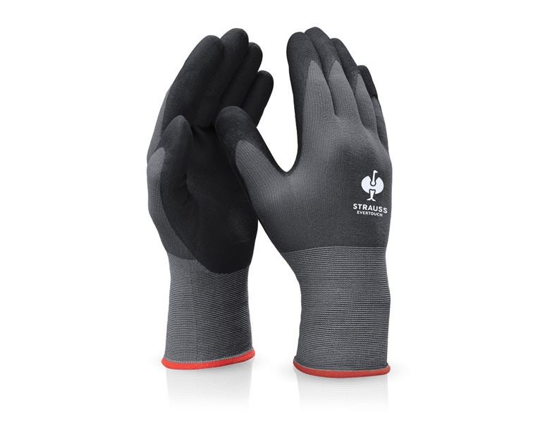 Main view, Personal Protection, e.s. Nitrile foam gloves evertouch micro, black/grey