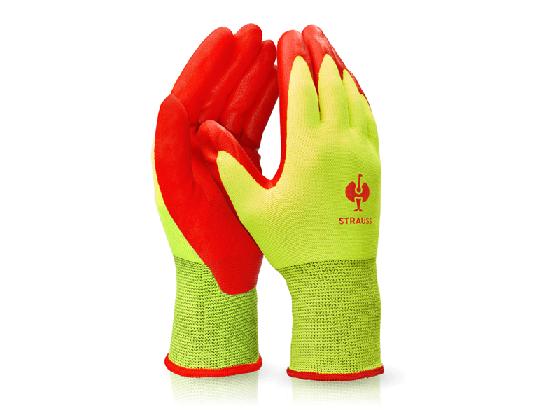 Main view, Gloves, Nitrile foam gloves Flexible Foam, high-vis yellow/red