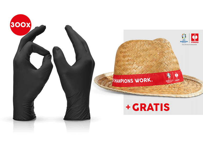 3x100 engångs latex-handskar + EURO2024 hatt