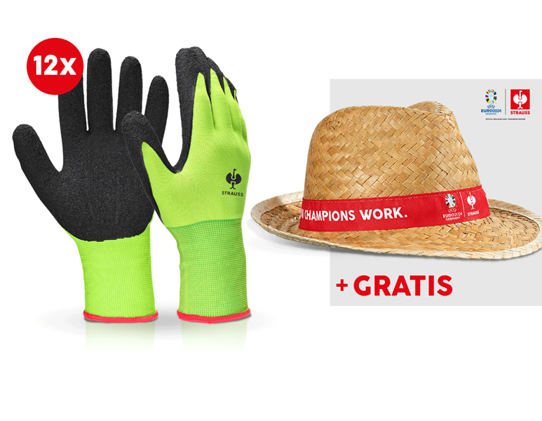 12x latexstick. handskar Senso Grip +EURO2024 hatt