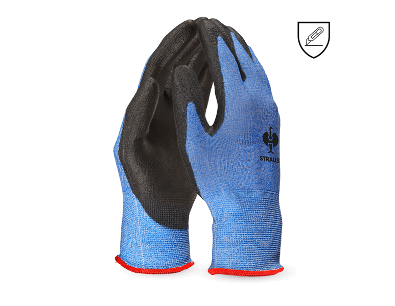 Main view, Polyurethane, PU cut protection gloves, Comfort Skin, level B, black/blue-melange