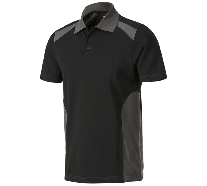 Main view, e.s.active, Polo shirt cotton e.s.active, black/anthracite