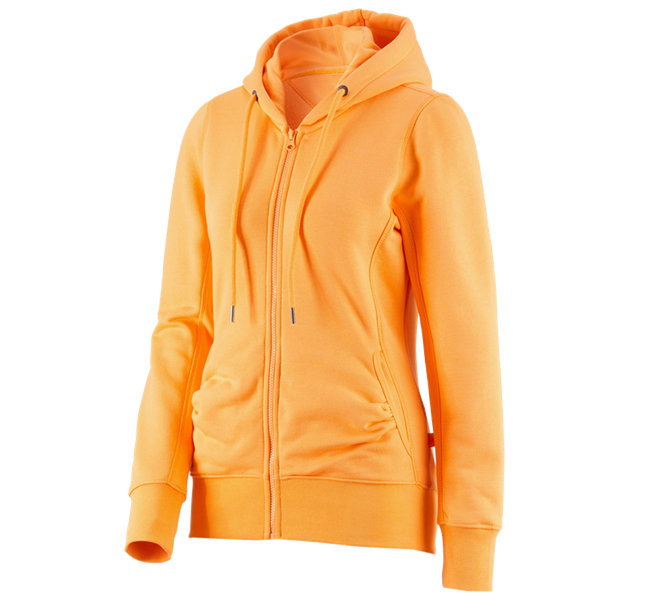 Main view, Topics, e.s. Hoody sweatjacket poly cotton, ladies', lightorange