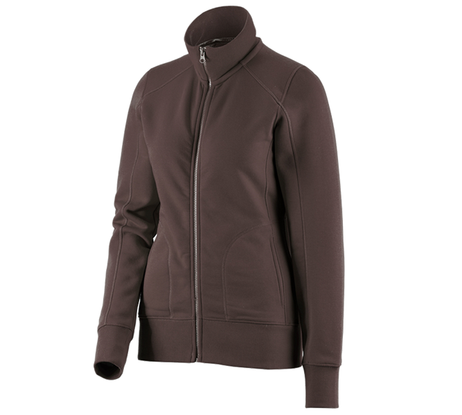 Main view, Topics, e.s. Sweat jacket poly cotton, ladies', chestnut