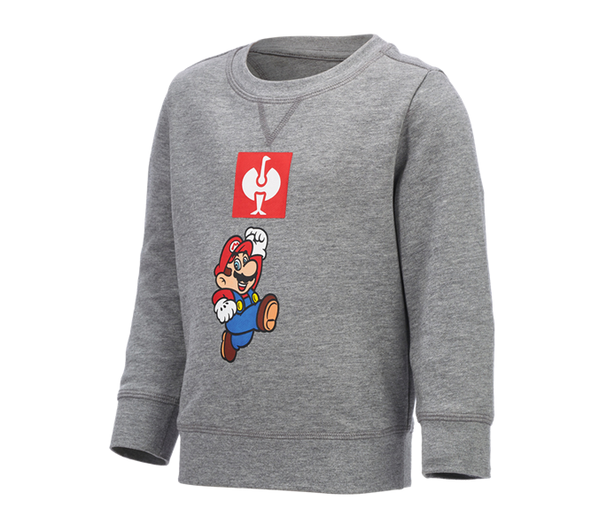 Huvudvy, Presentidéer, Super Mario sweatshirt, barn, gråmelerad