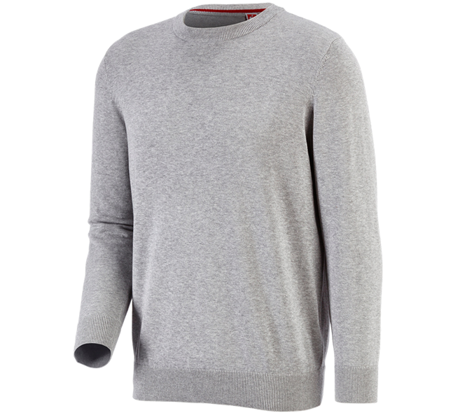 Main view, Clothing, e.s. Knitted pullover, round neck, grey melange