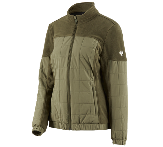 Main view, Fleece Jackets | Knitted Jackets, Hybrid fleece jacket e.s.concrete, ladies', mudgreen/stipagreen