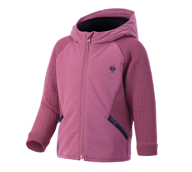 Main view, New Products, Hybrid hooded knitted jacket e.s.trail, children's, tarapink/deepblue