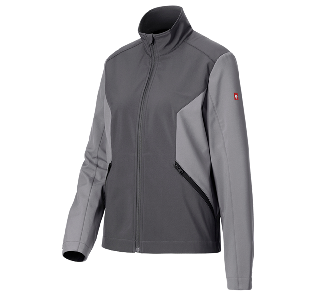 Main view, New Products, Softshell jacket e.s.trail pure, ladies', carbongrey/basaltgrey