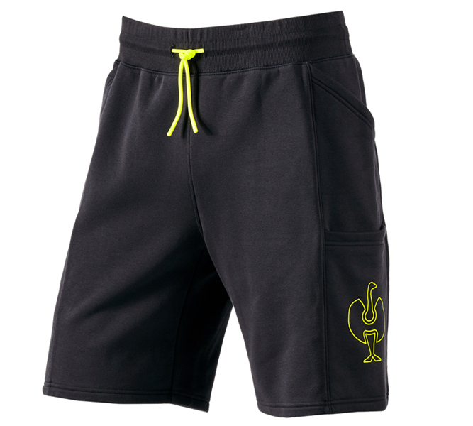 Main view, Shorts | 3/4 Shorts, Sweat short e.s.trail, black/acid yellow