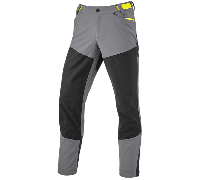 Main view, Trousers, Hybrid functional trousers e.s.trail, basaltgrey/acid yellow