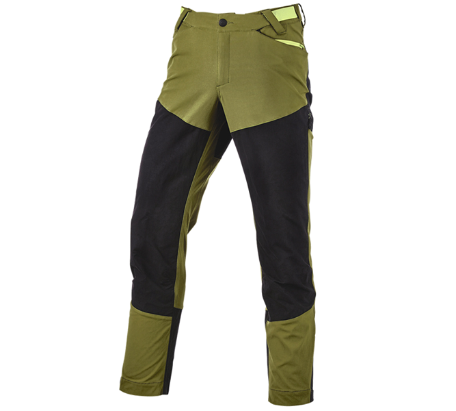 Main view, e.s.trail, Hybrid functional trousers e.s.trail, junipergreen/limegreen