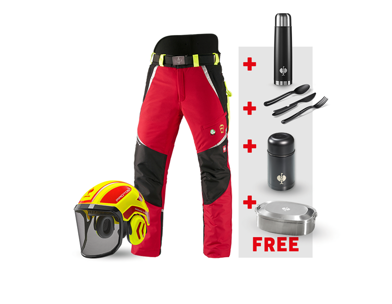 SET: e.s. Forestry cut prot. trousers KWF + helmet