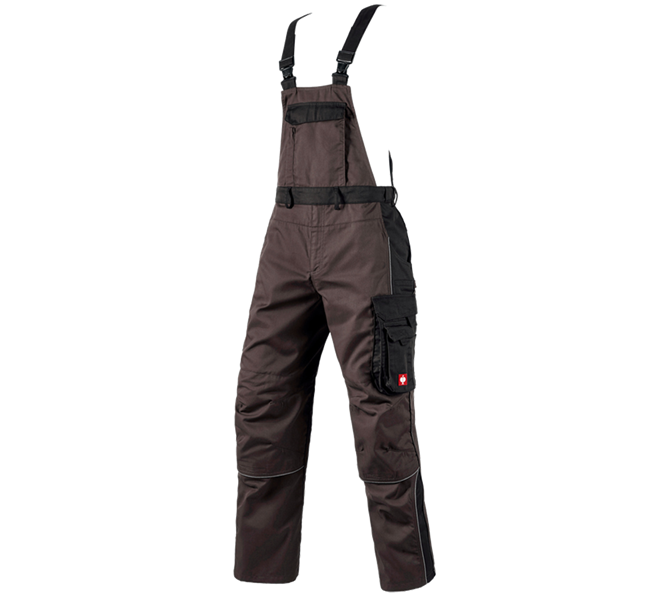 Main view, Work Trousers, Bib & Brace e.s.active, brown/black