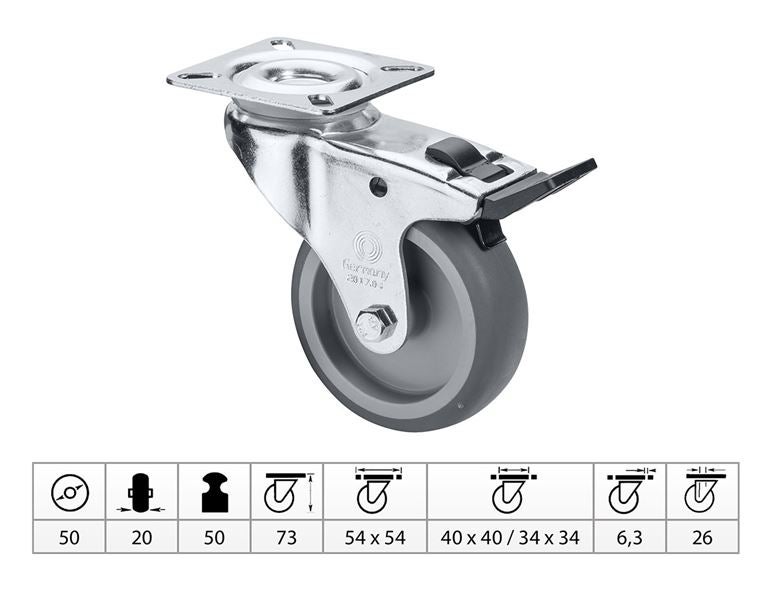 Apparat-styrhjul med hjul-/ totalspärr