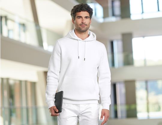 View 2, e.s. Hoody sweatshirt poly cotton, white