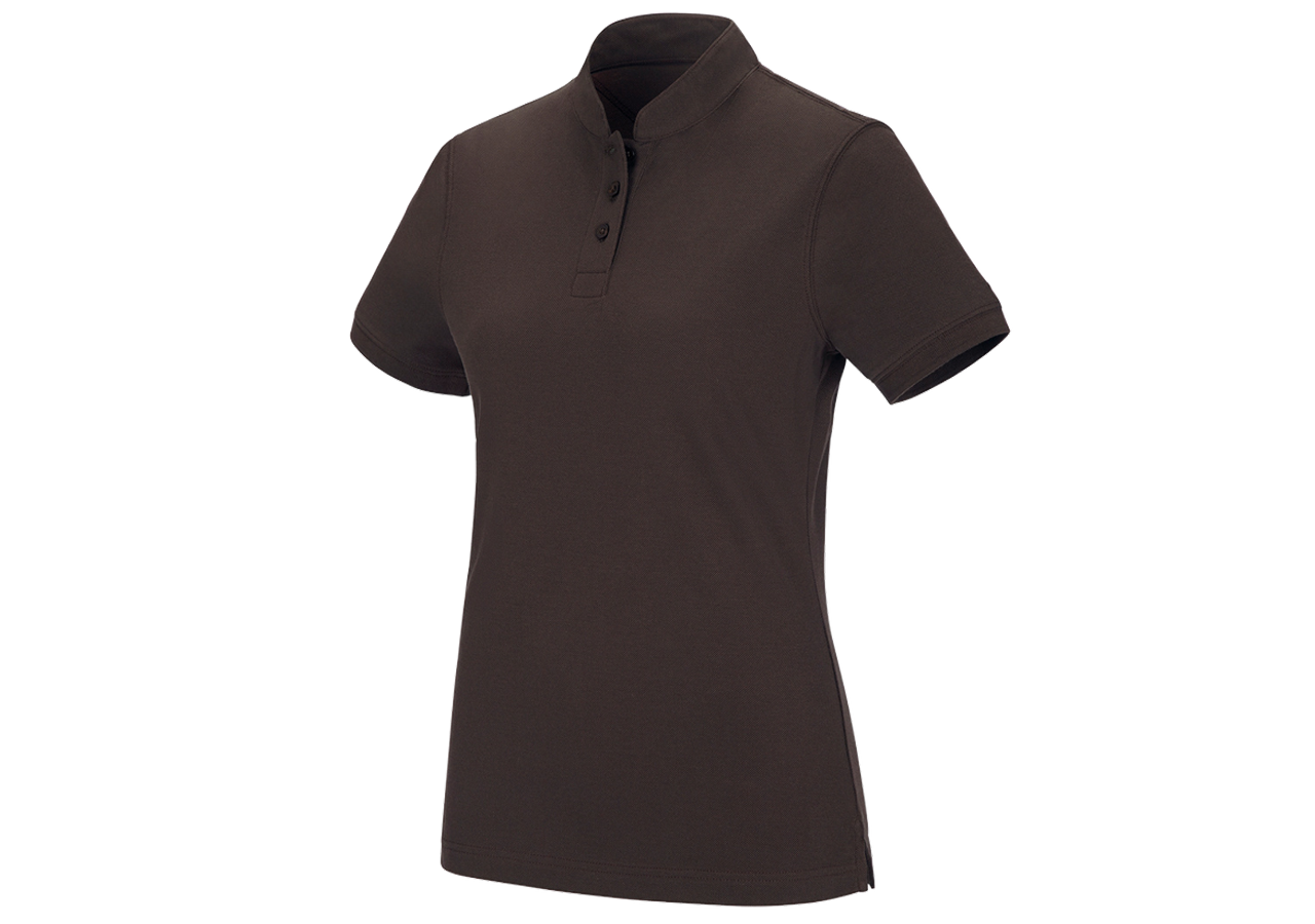 Shirts, Pullover & more: Polo shirt cotton Mandarin, ladies' + chestnut