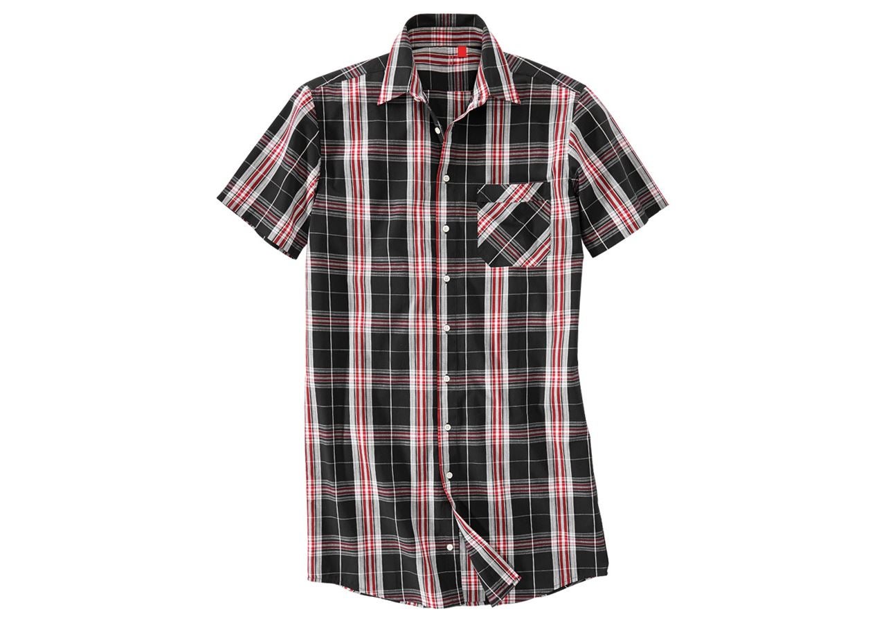 Snickare: Kortärmad skjorta Lübeck, extra lång + svart/röd/vit