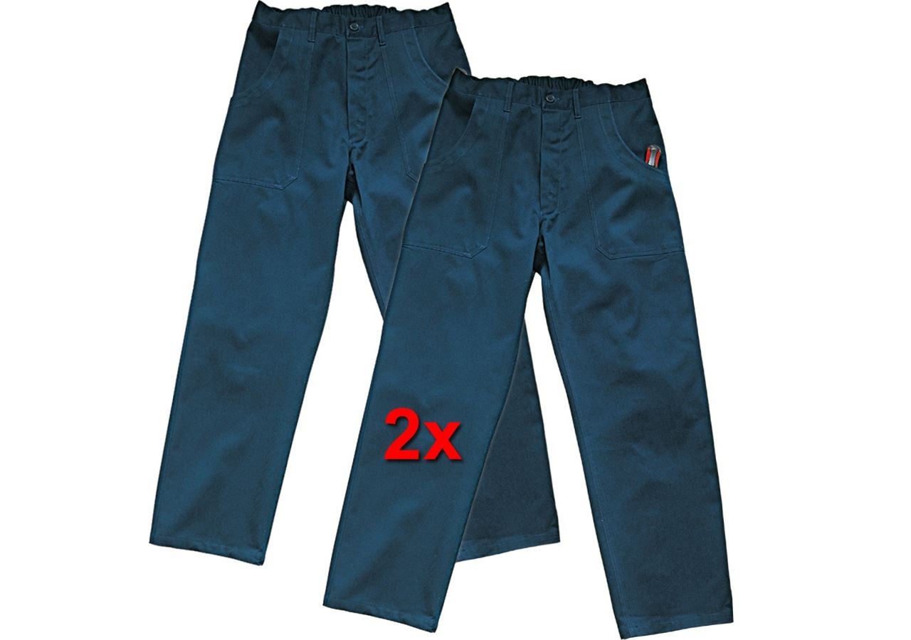 Work Trousers: Basic - cotton Trousers, pack of 2 + navy