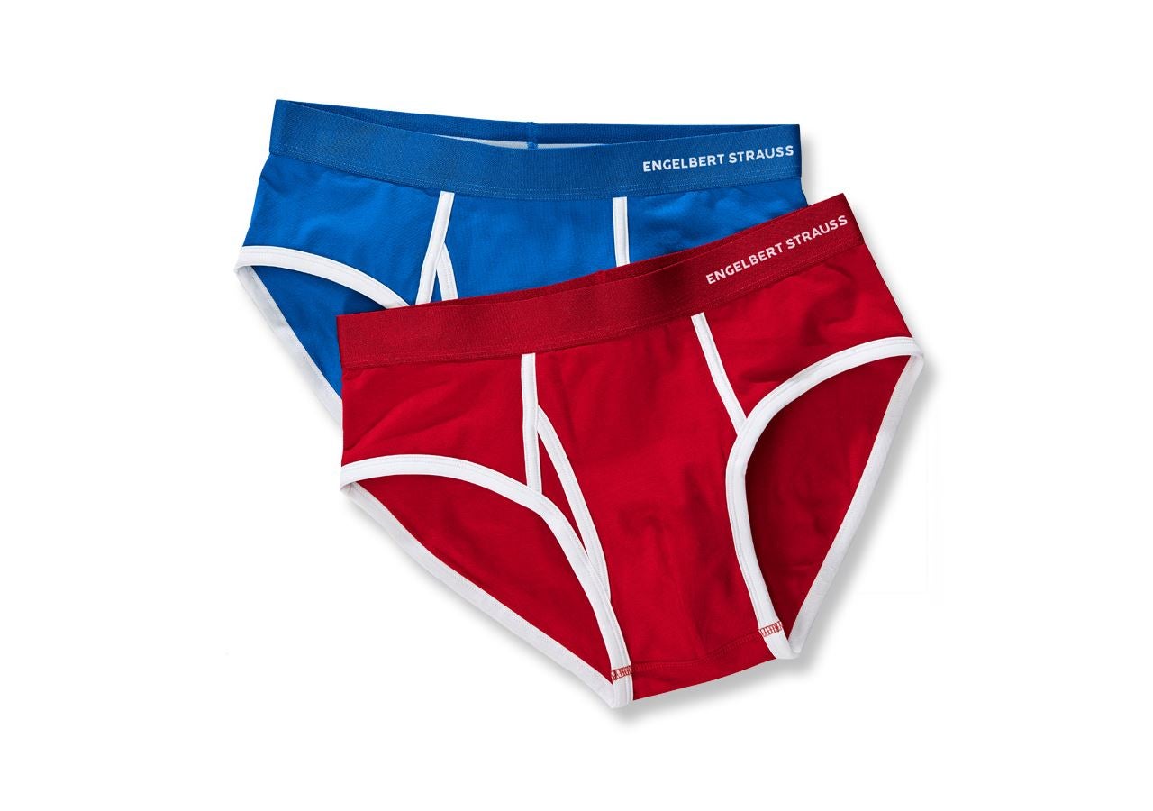 Underkläder |  Underställ: e.s. cotton stretch kalsong Colour, 2-pack + gentianablå+eldröd
