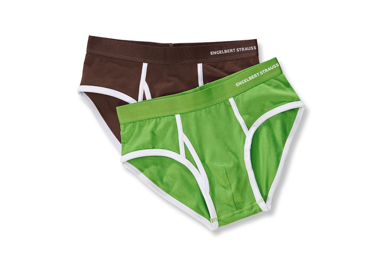 Underwear | Functional Underwear: e.s. Cotton stretch briefs colour, pack of 2 + chestnut+seagreen