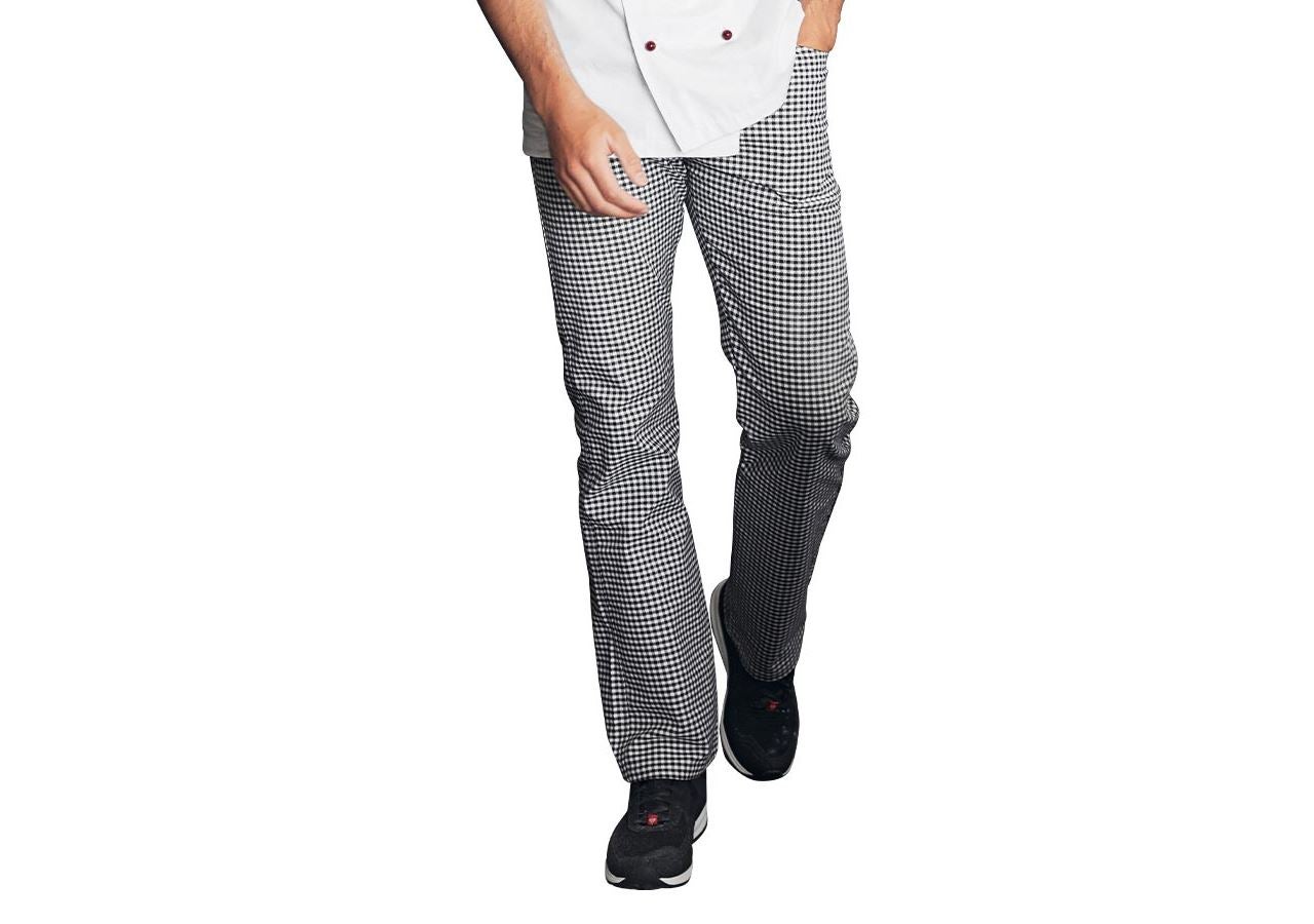 Work Trousers: Stretch Unisex Chefs Trousers + black/white