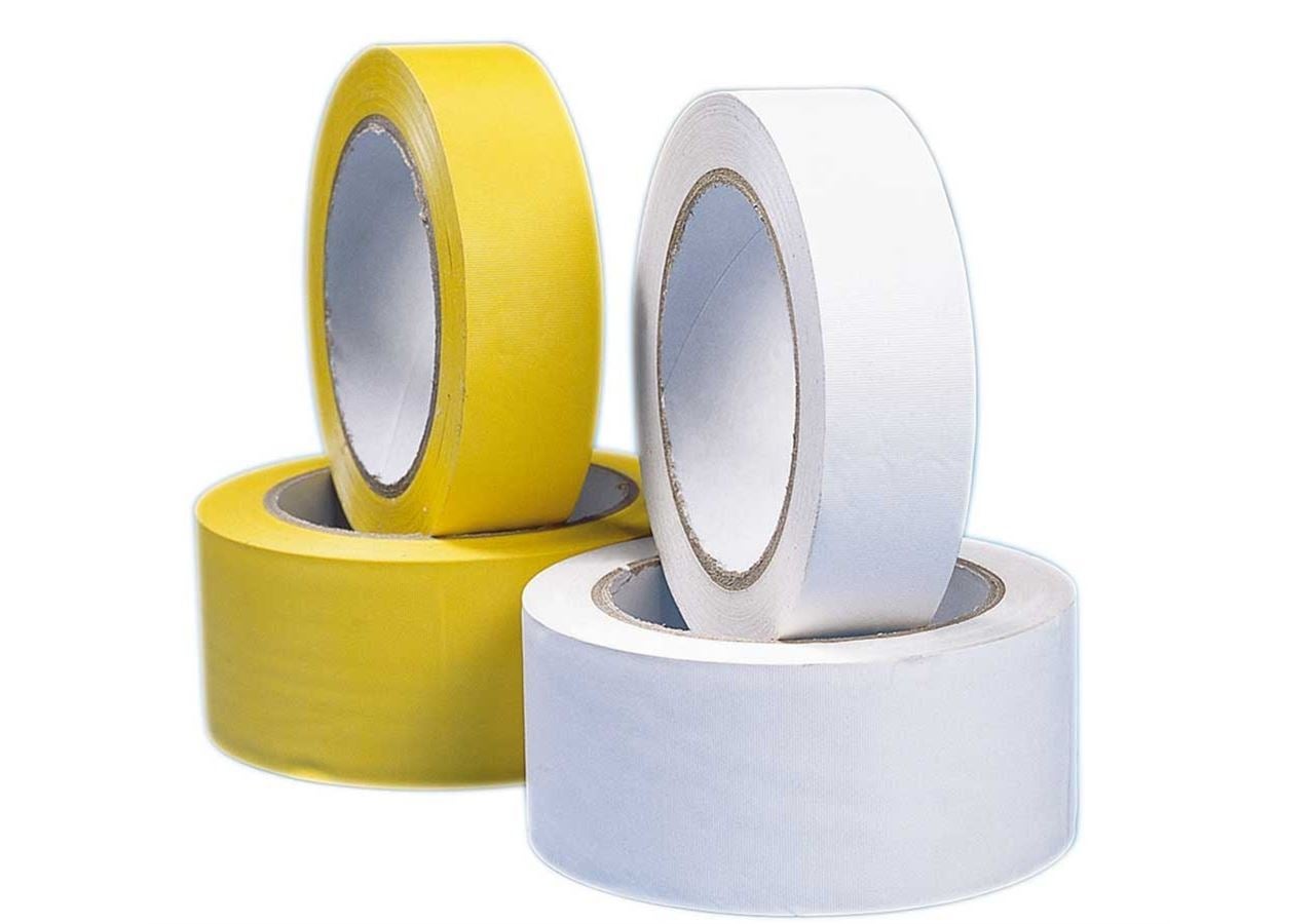 Plastband | Maskeringsband: Plasttejp, gul och vit + vit
