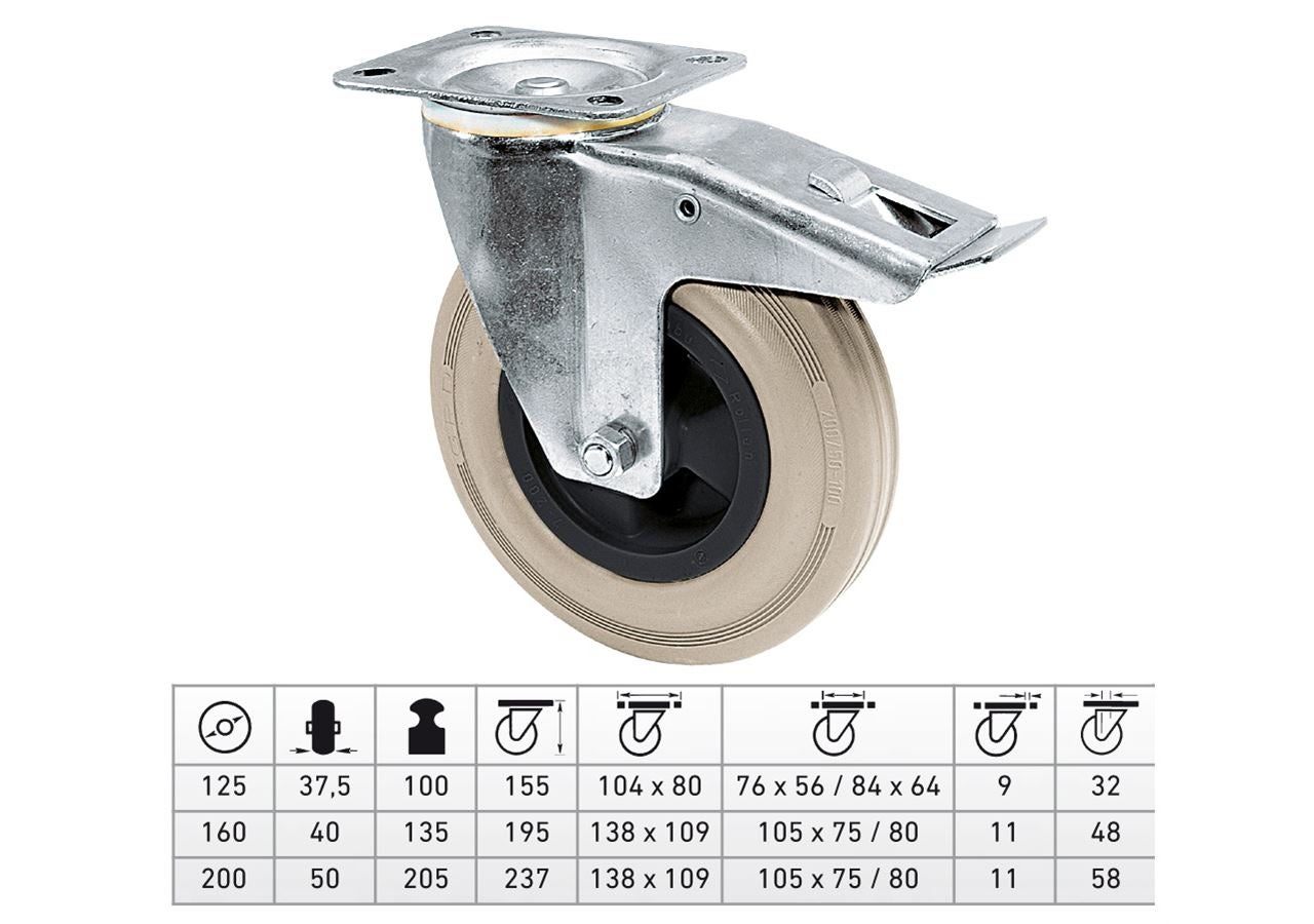 Transport rolls: Guide Roll with Wheel-/Total Fixing Brake