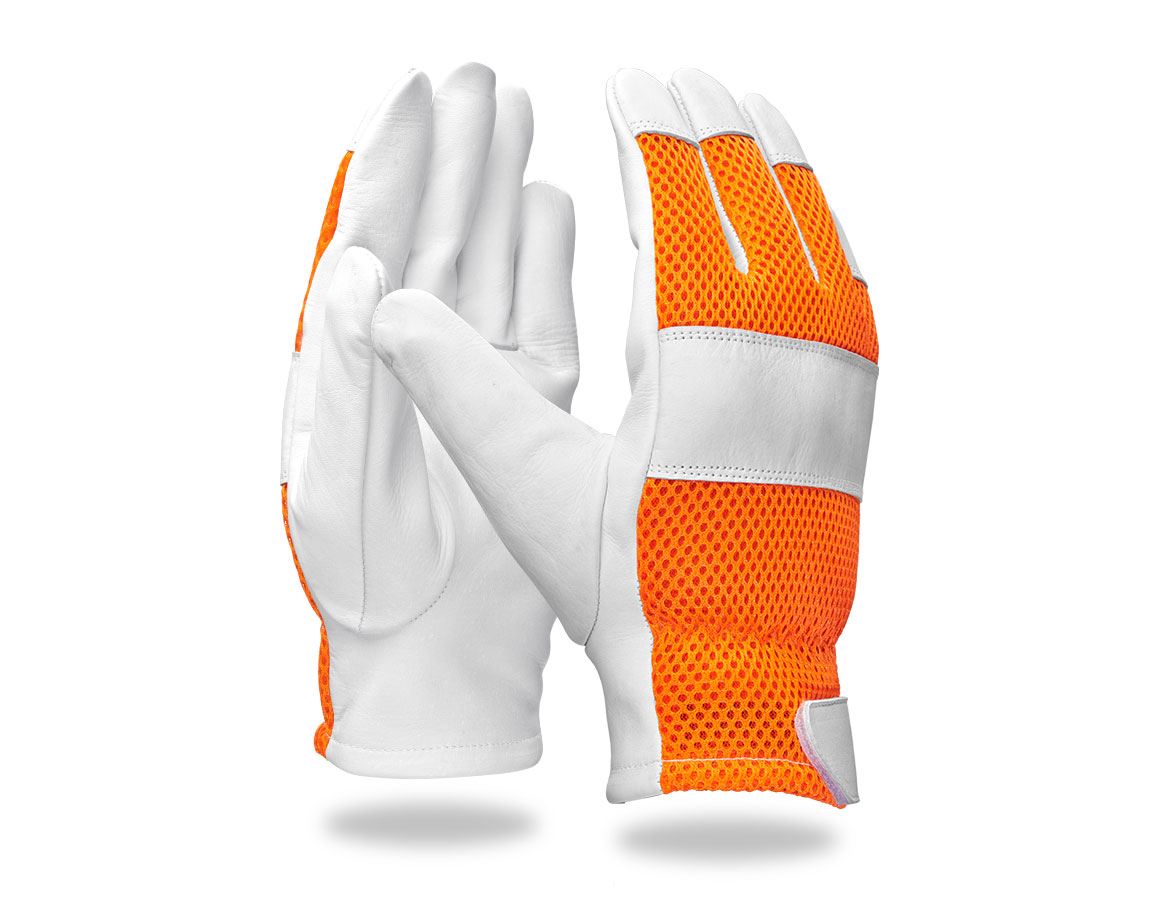 Läder: e.s. läder-handske Mesh + orange