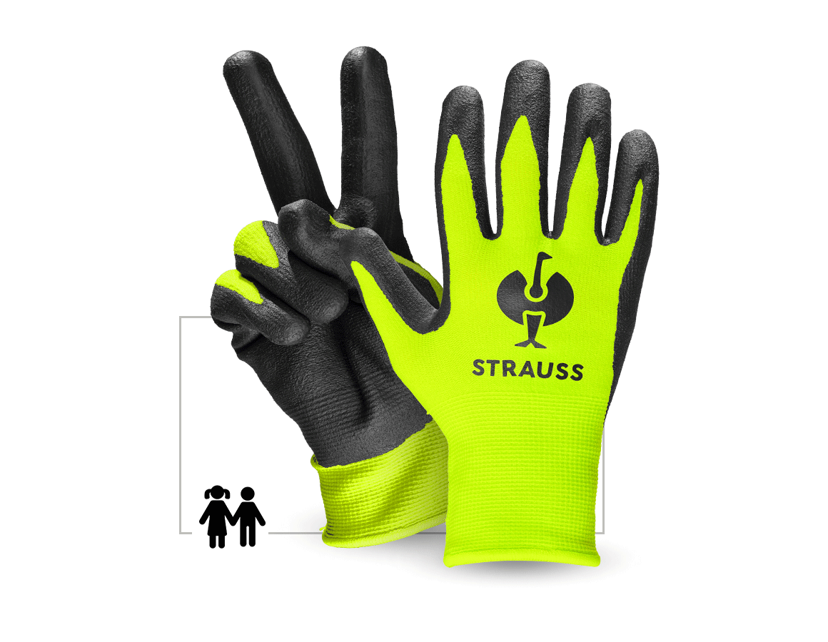 Accessories: e.s. Children's nitrile foam gloves + high-vis yellow