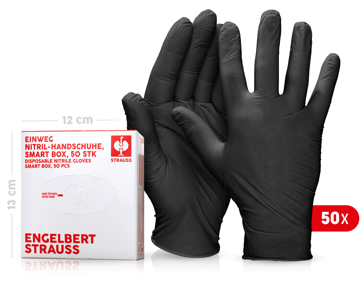 Personal Protection: Disposable nitrile gloves, powder-free, smart box + black