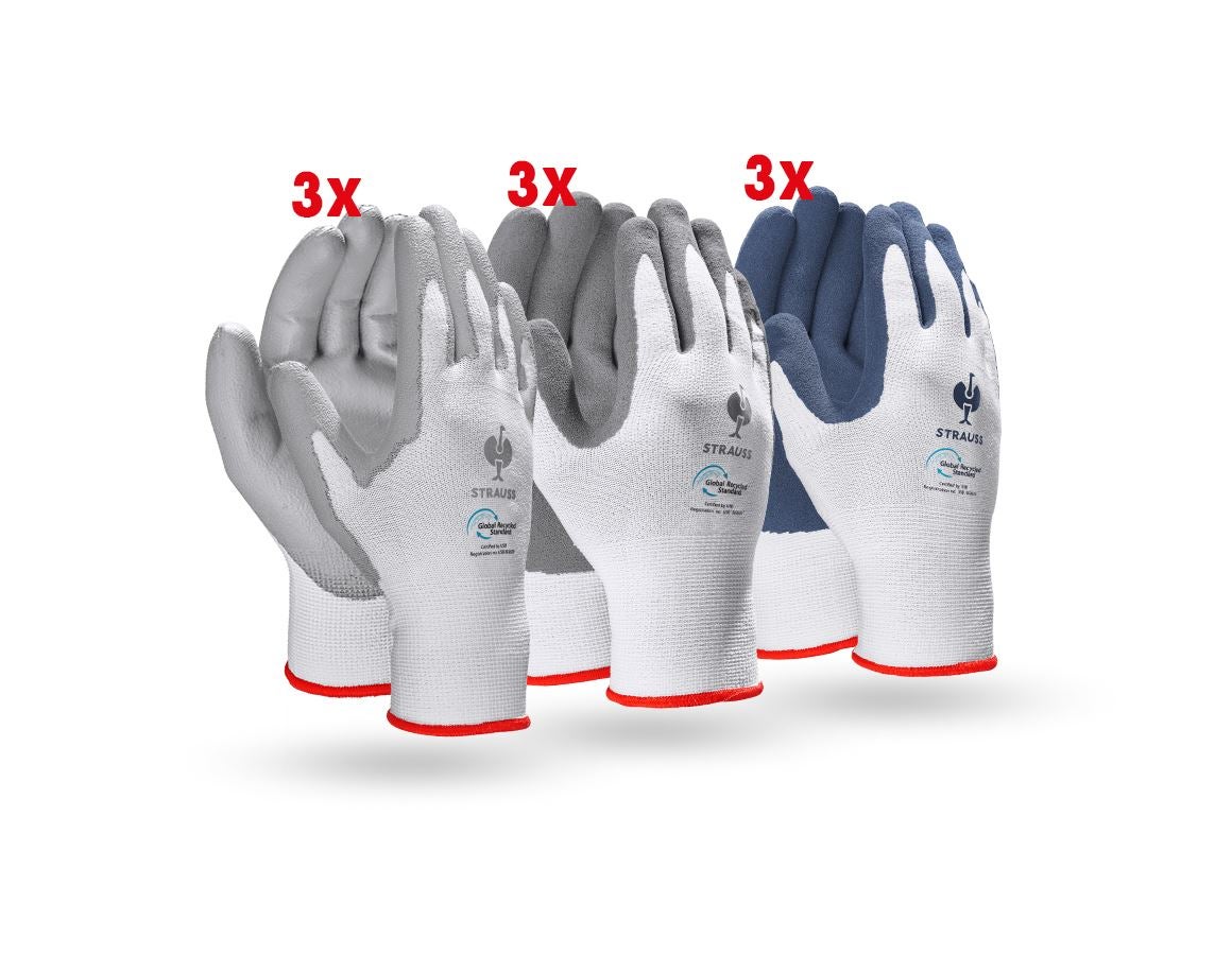 Set | Tillbehör: Test-sats: handskar återvunna, 9 par