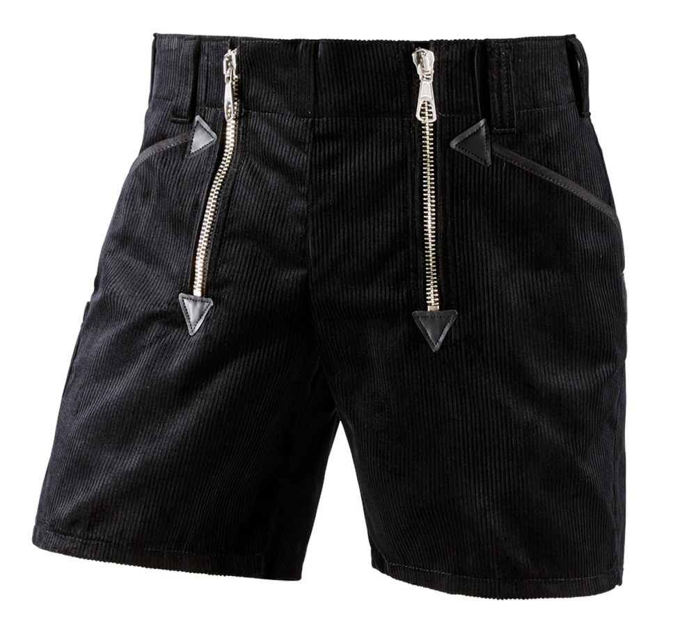 Arbetsbyxor: e.s. skrå-shorts grov manchester + svart