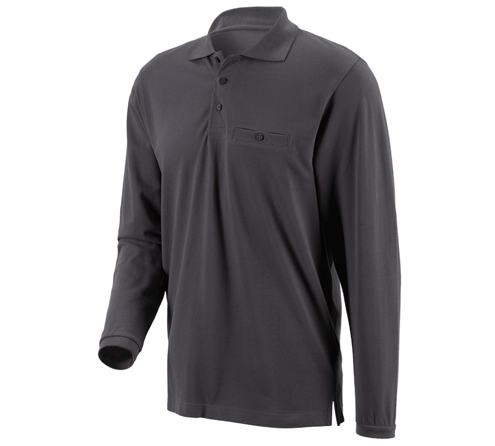 Gardening / Forestry / Farming: e.s. Long sleeve polo cotton Pocket + anthracite