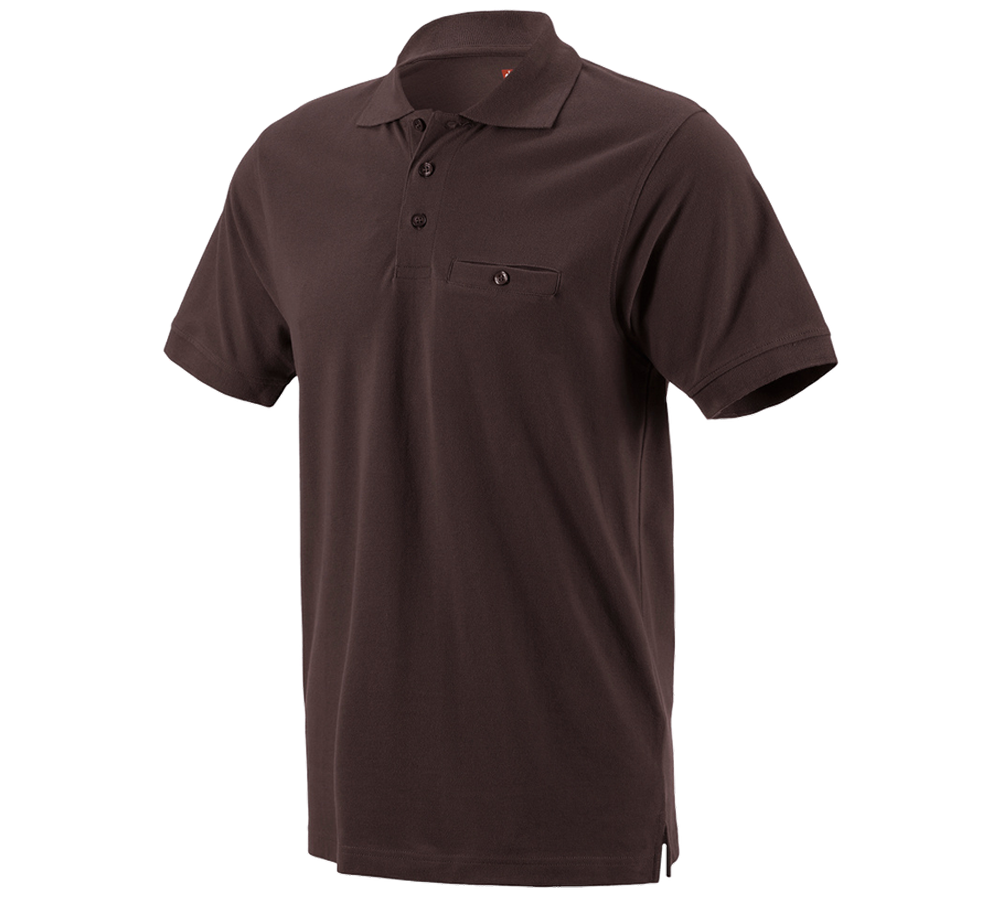 Överdelar: e.s. Polo-Shirt cotton Pocket + brun