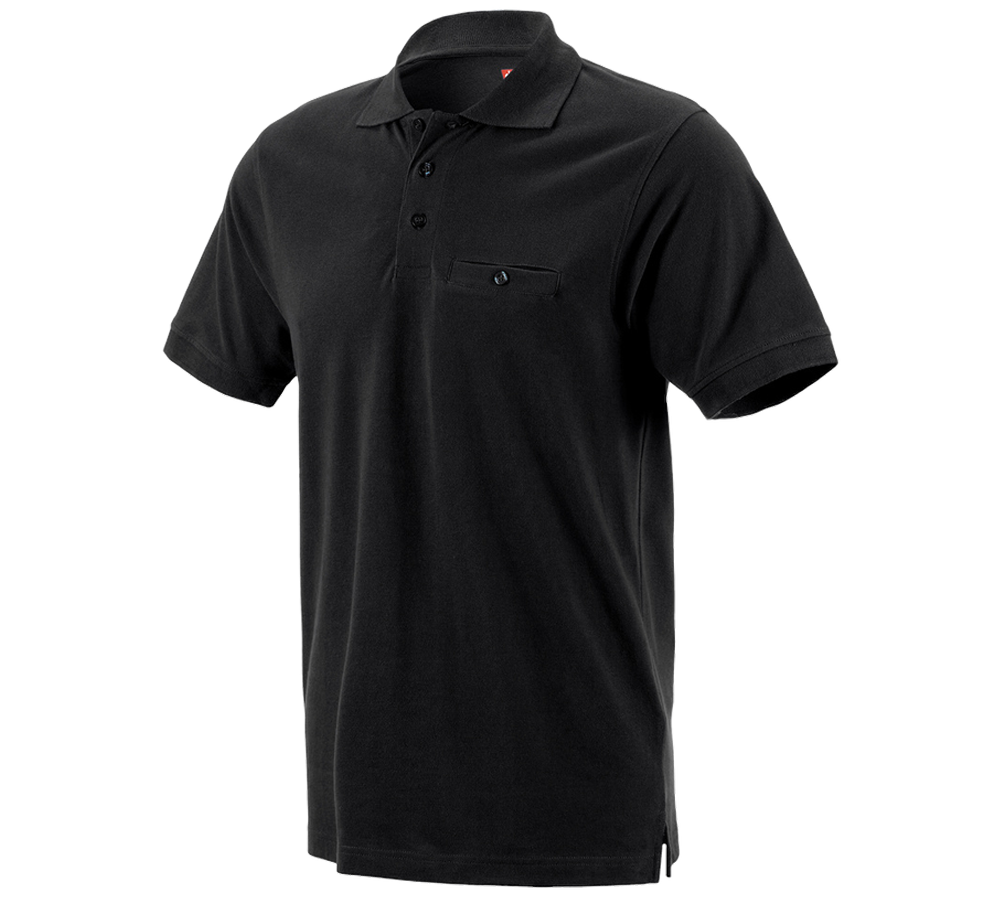 Överdelar: e.s. Polo-Shirt cotton Pocket + svart