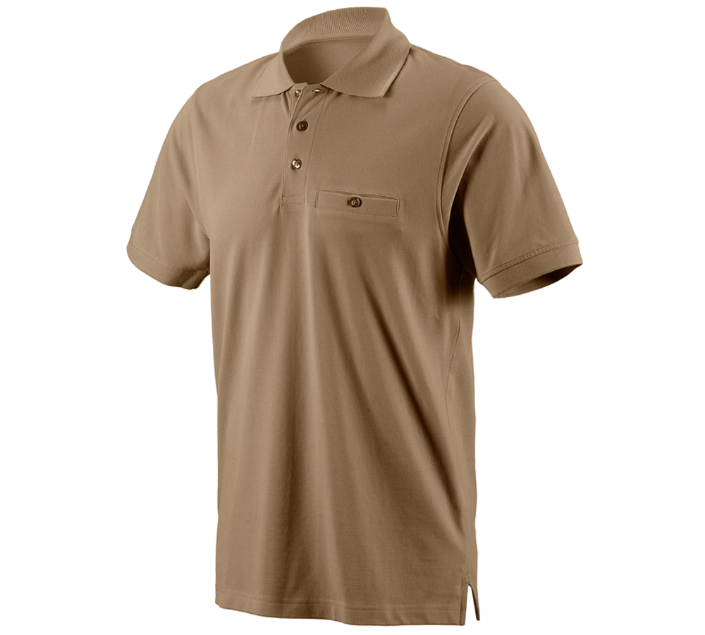 Överdelar: e.s. Polo-Shirt cotton Pocket + khaki