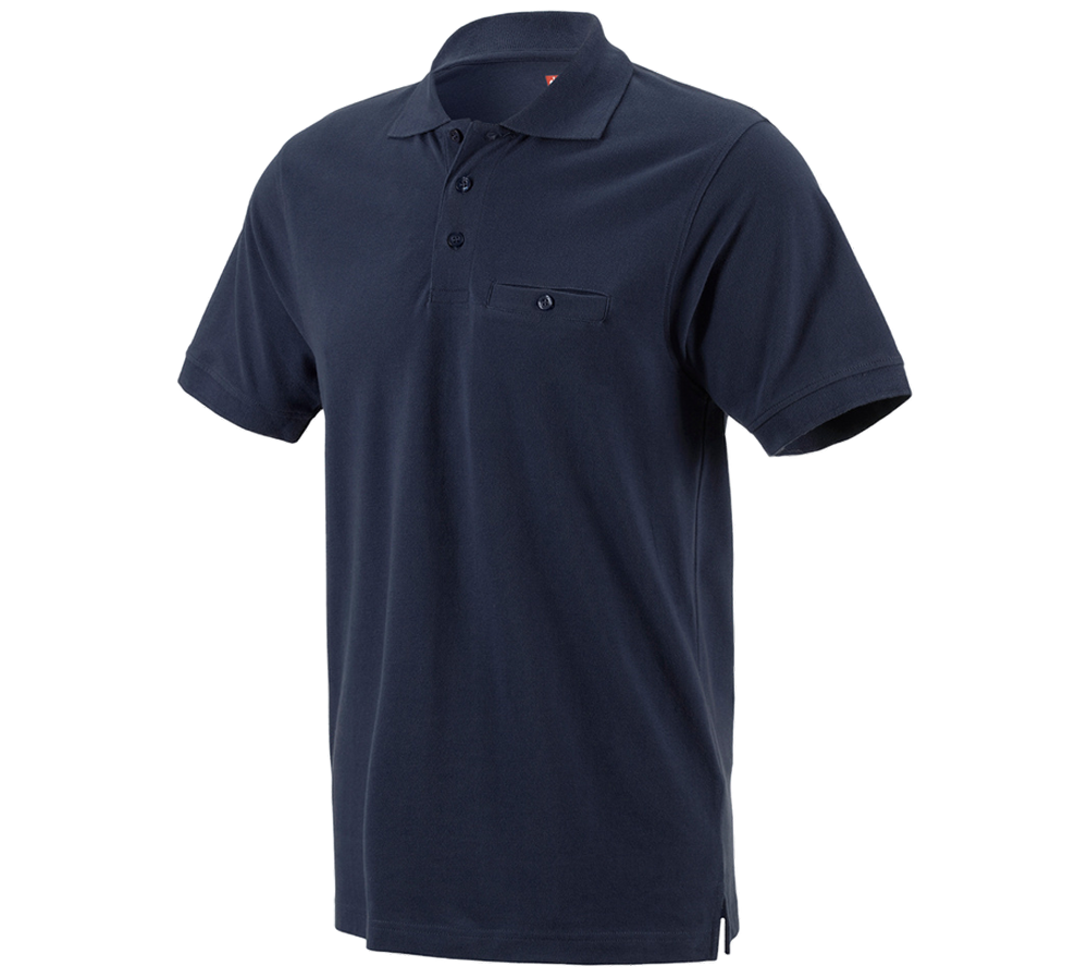 Teman: e.s. Polo-Shirt cotton Pocket + mörkblå