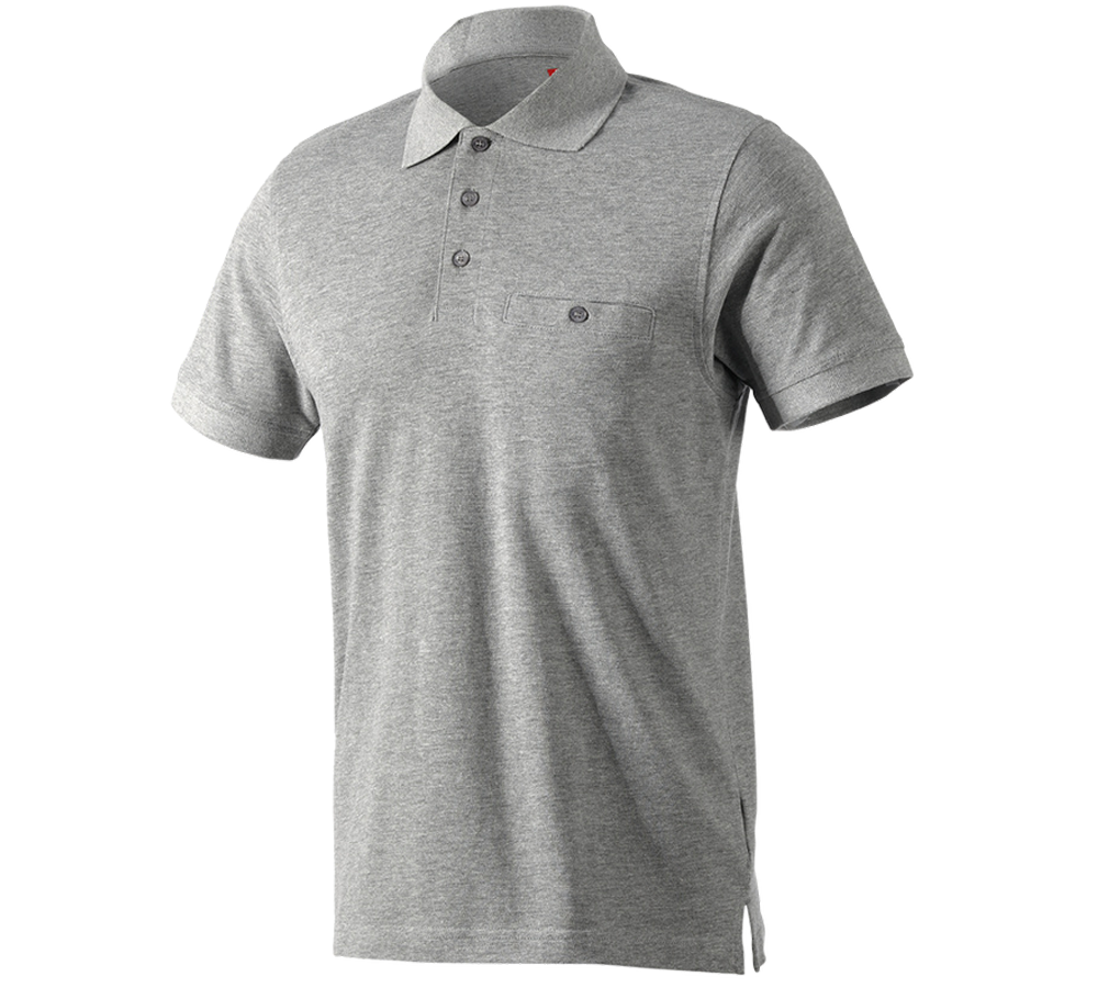 Gardening / Forestry / Farming: e.s. Polo shirt cotton Pocket + grey melange