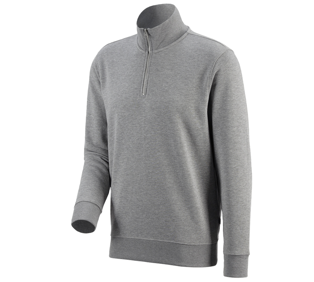 Överdelar: e.s. ZIP-Sweatshirt poly cotton + gråmelerad