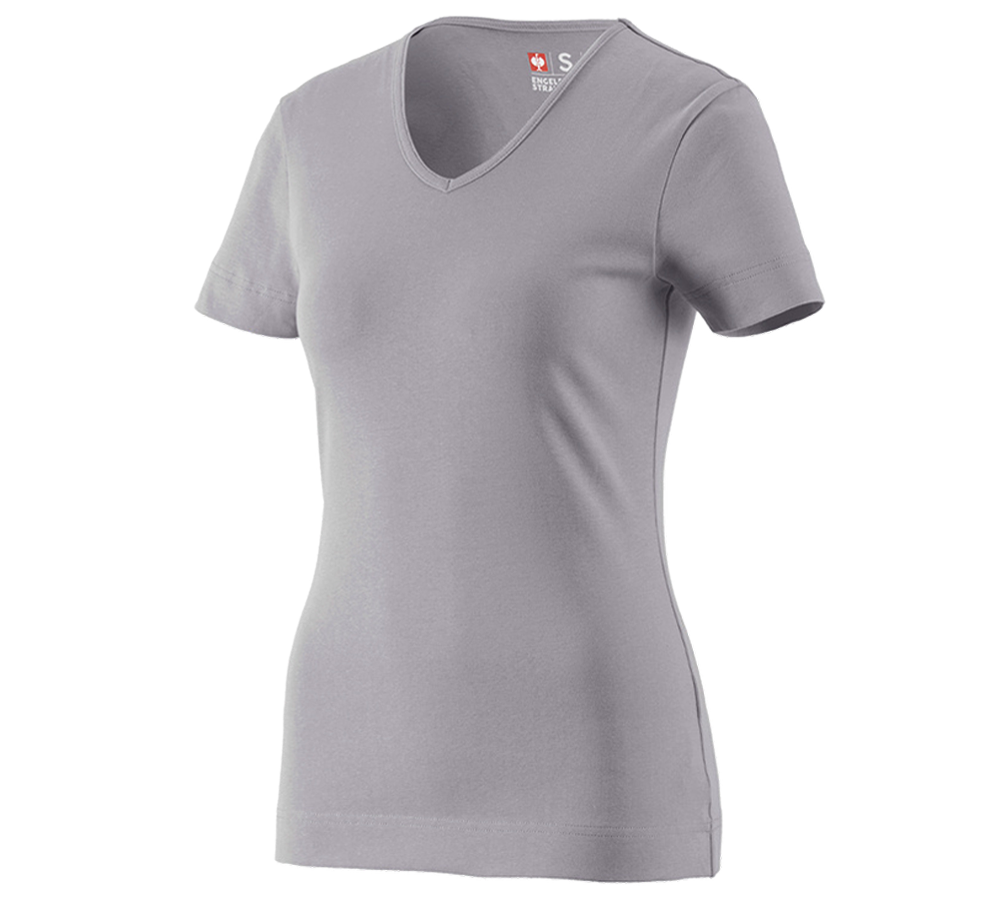 Överdelar: e.s. T-Shirt cotton V-Neck, dam + platina