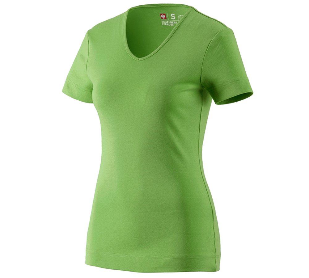Överdelar: e.s. T-Shirt cotton V-Neck, dam + sjögrön