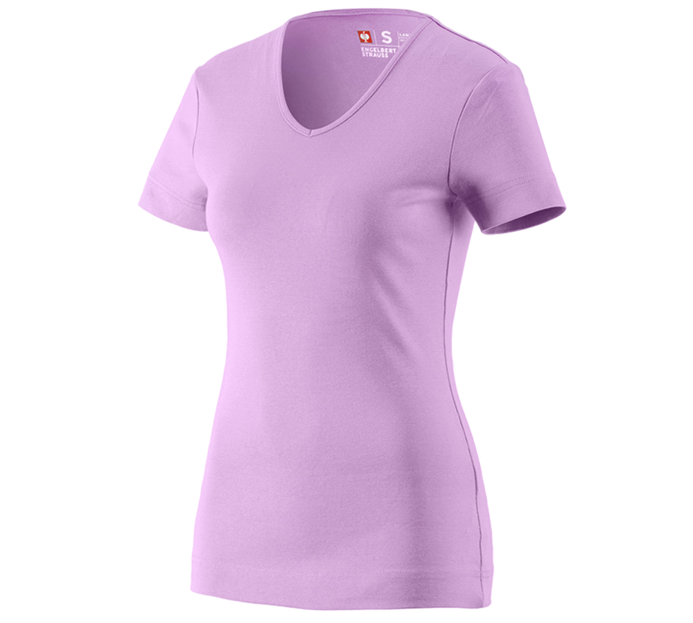 Teman: e.s. T-Shirt cotton V-Neck, dam + lavendel