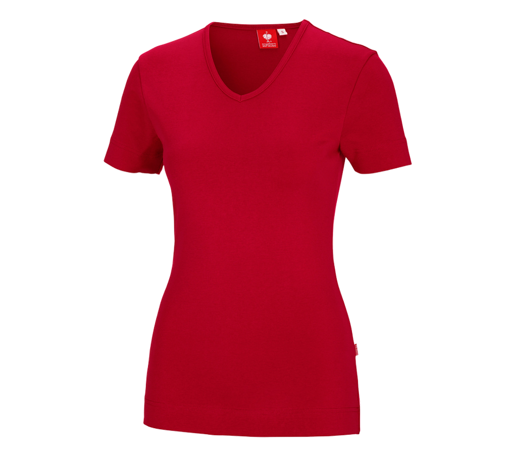 Shirts, Pullover & more: e.s. T-shirt cotton V-Neck, ladies' + fiery red