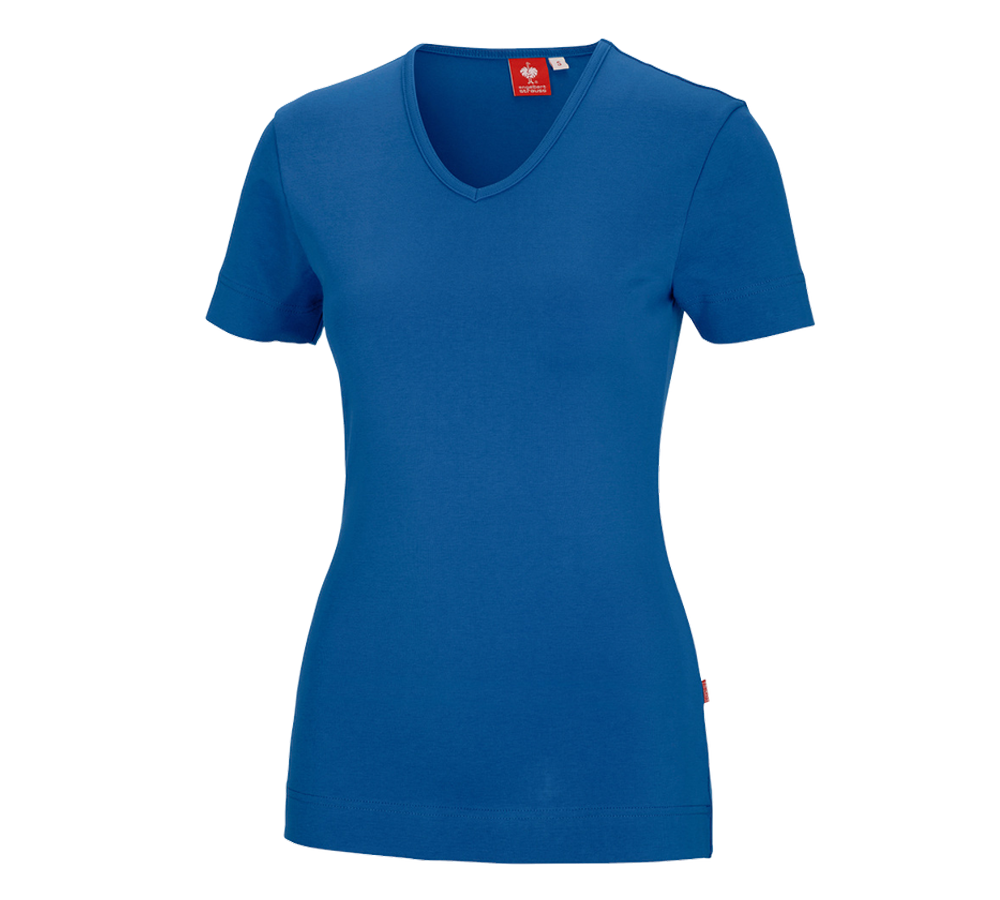 Shirts, Pullover & more: e.s. T-shirt cotton V-Neck, ladies' + gentian blue
