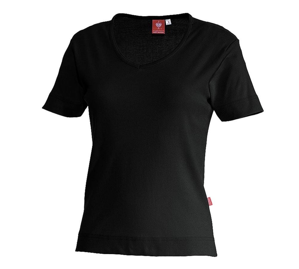 Överdelar: e.s. T-Shirt cotton V-Neck, dam + svart