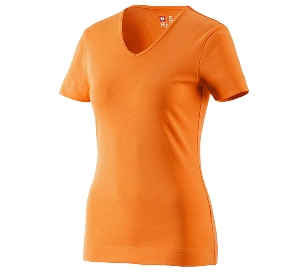 Överdelar: e.s. T-Shirt cotton V-Neck, dam + orange