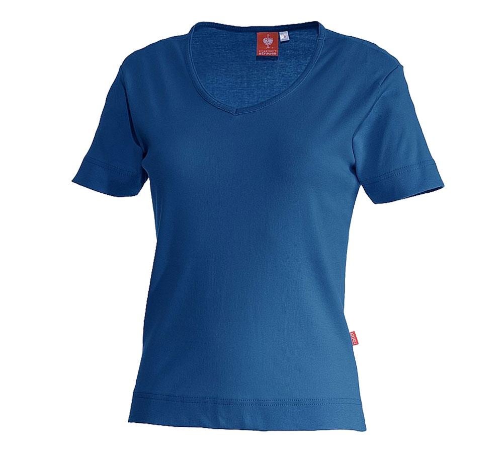 Shirts, Pullover & more: e.s. T-shirt cotton V-Neck, ladies' + royal