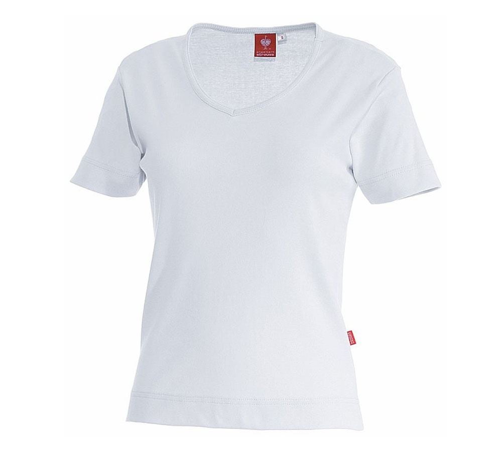 Shirts, Pullover & more: e.s. T-shirt cotton V-Neck, ladies' + white